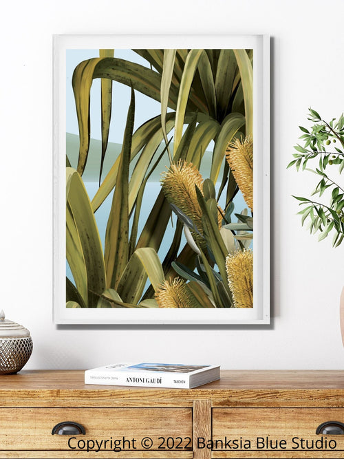 Banksia Blue Studio "Amaroo"|Noosa Tea Tree Bay White Timber Framed Wall Print 2-Portrait