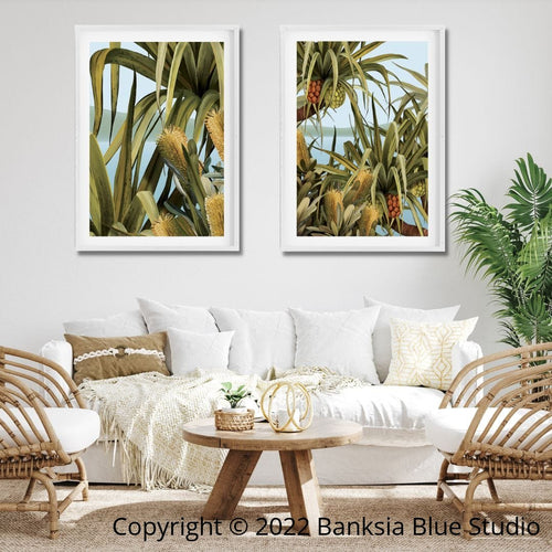 Banksia Blue Studio "Amaroo" Print 1 & 2 | 2 Piece Wall Art-White Frame