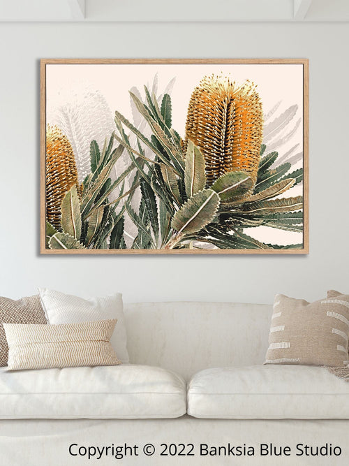 Banksia Blue Studio "Mirambeena 2 "| Australian Coastal Banksia Trees Timber Framed Canvas Print-Landscape