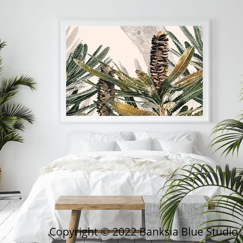 Banksia Blue Studio "Mirambeena 3"|Australian Banksia Framed Wall Print White - Landscape