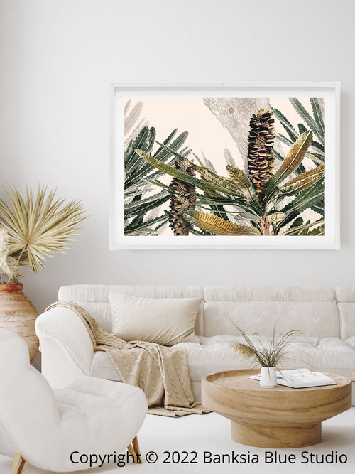Banksia Blue Studio "Mirambeena 3"|Australian Banksia Framed Wall Print White - Landscape