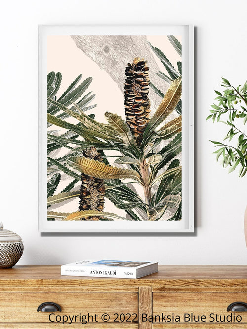Banksia Blue Studio "Mirambeena"|Australian Banksia Framed Wall Print 3 White-Portrait
