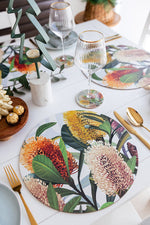 Banksia Blue Studio Australian Native Table Placemats - Bold Coastal Banksia