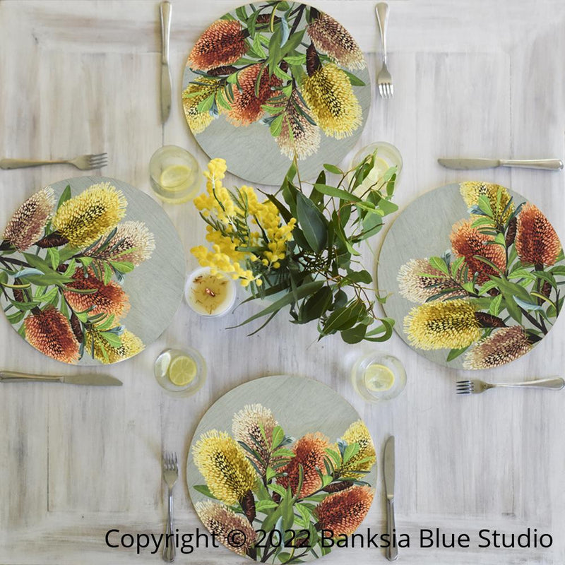 Banksia Blue Studio 1 Placemat Australian Native Table Placemats - Banksia