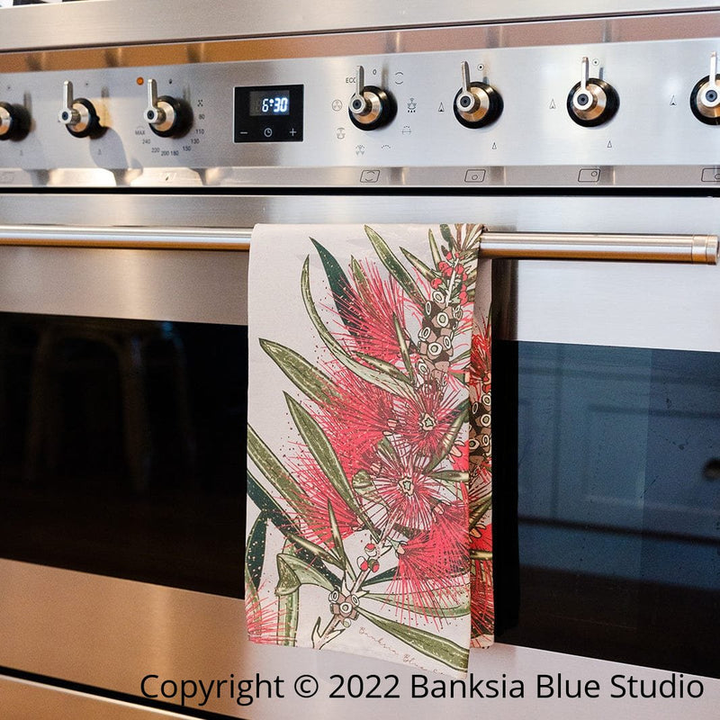 Banksia Blue Studio 1x Placemat Cotton Tea Towel | Bottlebrush
