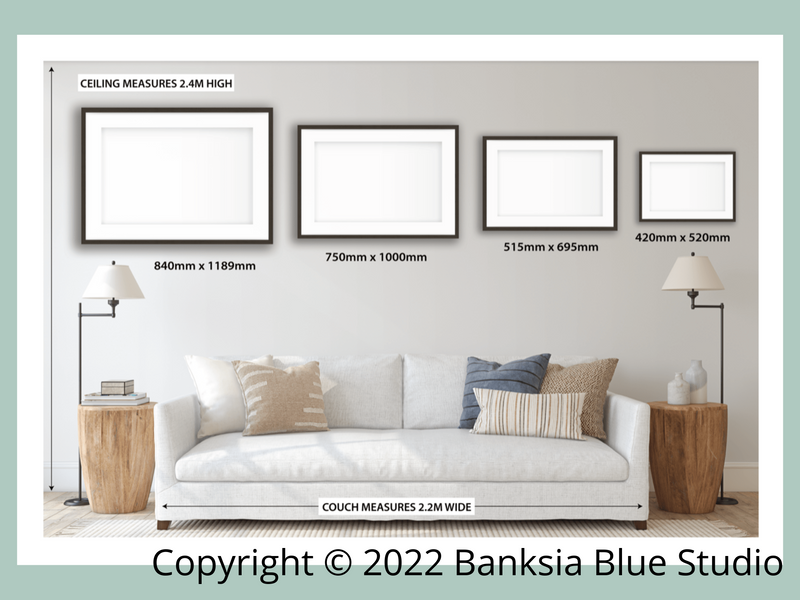 Banksia Blue Studio "Allawah"|Australian Grevillea Framed Wall Print Black-Landscape