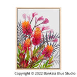 Banksia Blue Studio "Allawah"|Australian Grevillea Timber Framed Canvas Print- Portrait