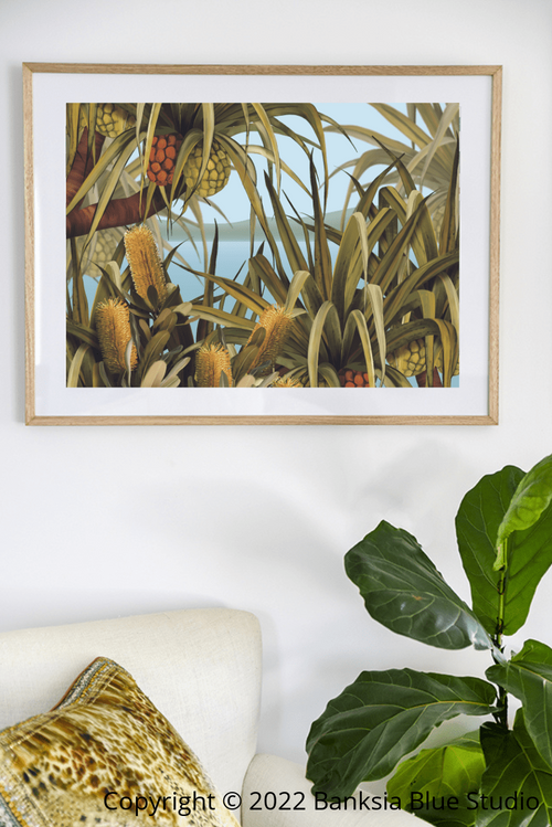 Banksia Blue Studio "Amaroo"|Noosa Tea Tree Bay Framed Wall Print 1 Natural- Landscape