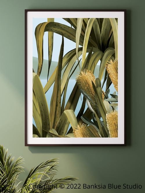 Banksia Blue Studio "Amaroo"|Noosa Tea Tree Bay Framed Wall Print 2 Black-Portrait