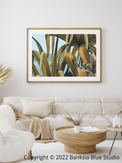 Banksia Blue Studio "Amaroo"|Noosa Tea Tree Bay  Framed Wall Print 2 Natural- Landscape