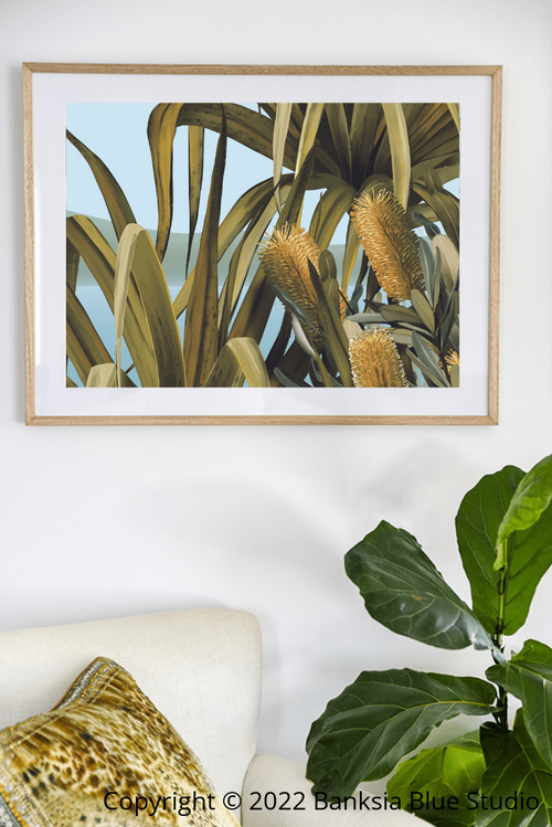 Banksia Blue Studio "Amaroo"|Noosa Tea Tree Bay  Framed Wall Print 2 Natural- Landscape
