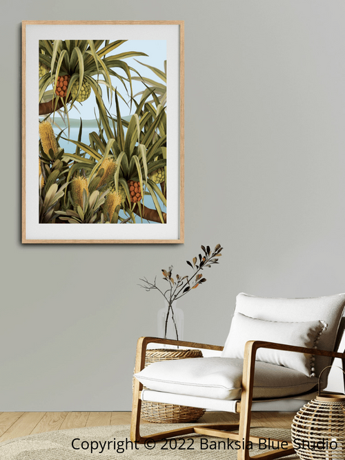Banksia Blue Studio "Amaroo"| Noosa Tea Tree Bay  Framed Wall Print Natural Print 1-Portrait