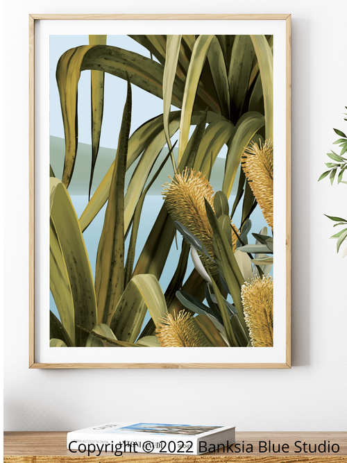 Banksia Blue Studio "Amaroo"|Noosa Tea Tree Bay Framed Wall Print Natural Print 2-Portrait