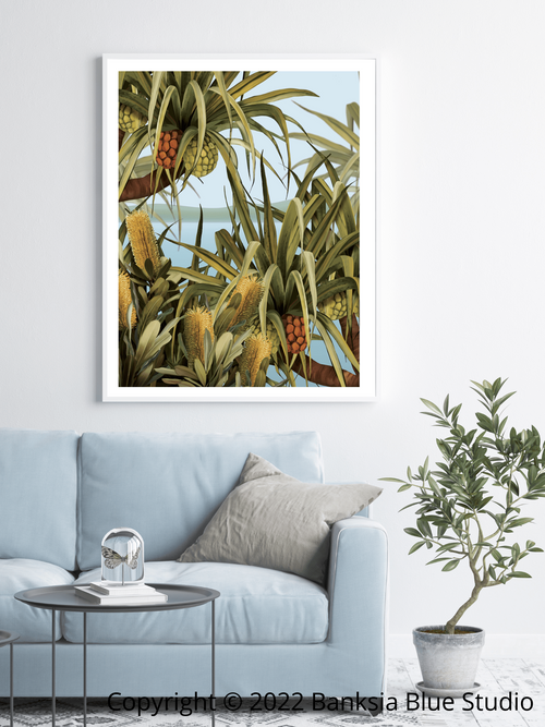 Banksia Blue Studio "Amaroo"|Noosa Tea Tree Bay White Timber Framed Wall Print 1-Portrait