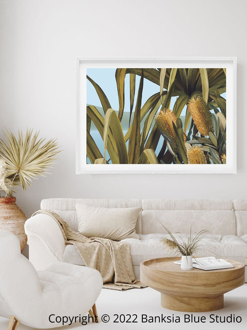 Banksia Blue Studio "Amaroo"|Noosa Tea Tree Bay White Timber Framed Wall Print 2-Landscape