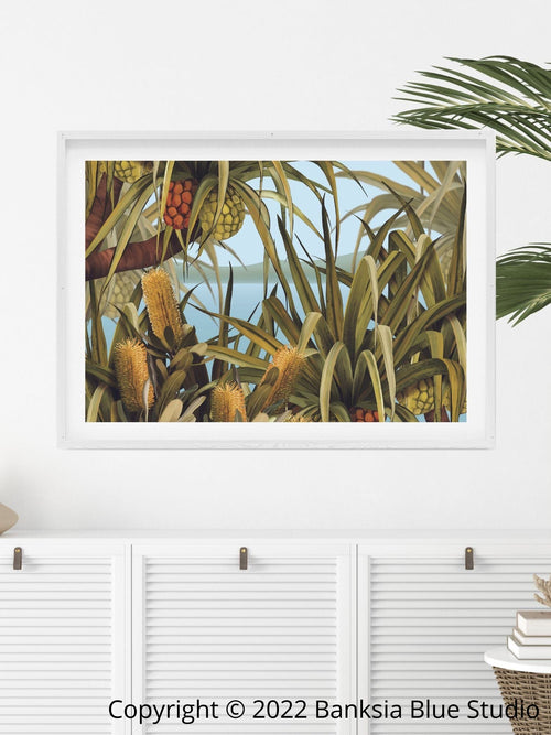 Banksia Blue Studio "Amaroo"|Noosa Tea Tree Bay White Timber Framed Wall Print 2-Landscape