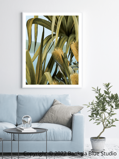Banksia Blue Studio "Amaroo"|Noosa Tea Tree Bay White Timber Framed Wall Print 2-Portrait