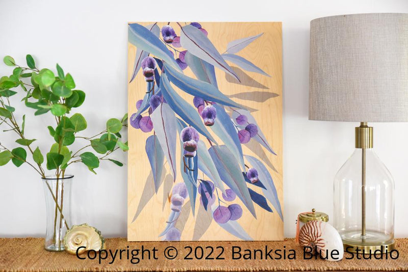 Banksia Blue Studio Australian Eucalyptus Modern Wood Wall Art - Portrait