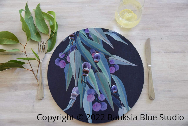 Banksia Blue Studio Australian Native Table Placemats -Jarrah Dreaming Navy