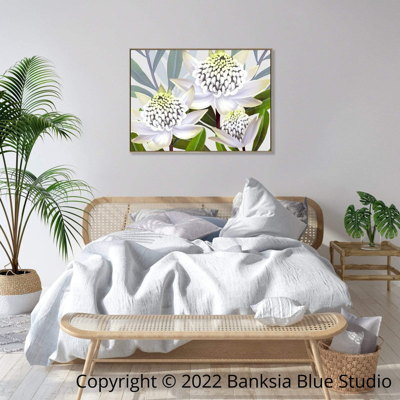 Banksia Blue Studio "Beacon Of The Bush"|  Australian Waratah Timber Framed Canvas Print-Landscape