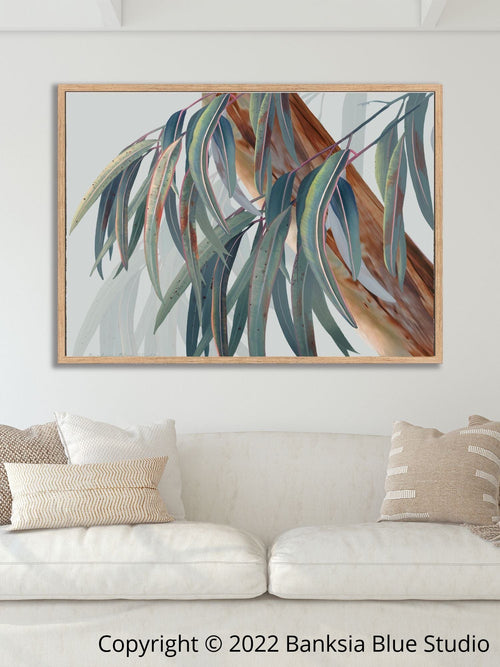Banksia Blue Studio "Boroondara 2 " Australian Blue Gum Eucalyptus Timber Framed Canvas Print- Landscape