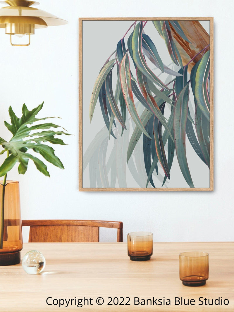Banksia Blue Studio "Boroondara 2" |Australian Blue Gum Eucalyptus Timber Framed Canvas Print - Portrait