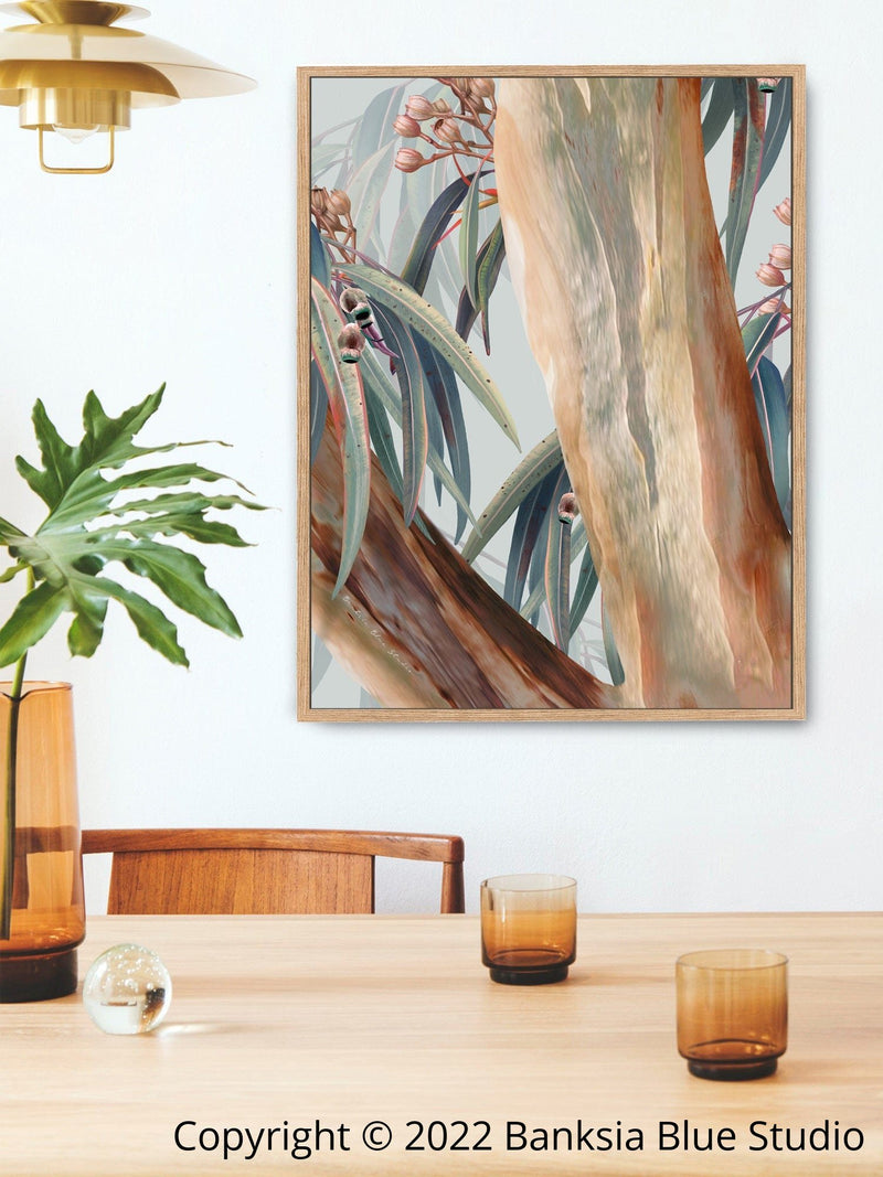 Banksia Blue Studio "Boroondara 3 " | Australian Blue Gum Eucalyptus Timber Framed Canvas Print - Portrait