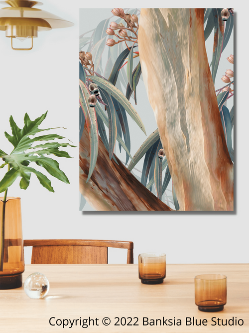 Banksia Blue Studio "Boroondara 3" | Framed Canvas Print Australian Blue Gum Eucalyptus