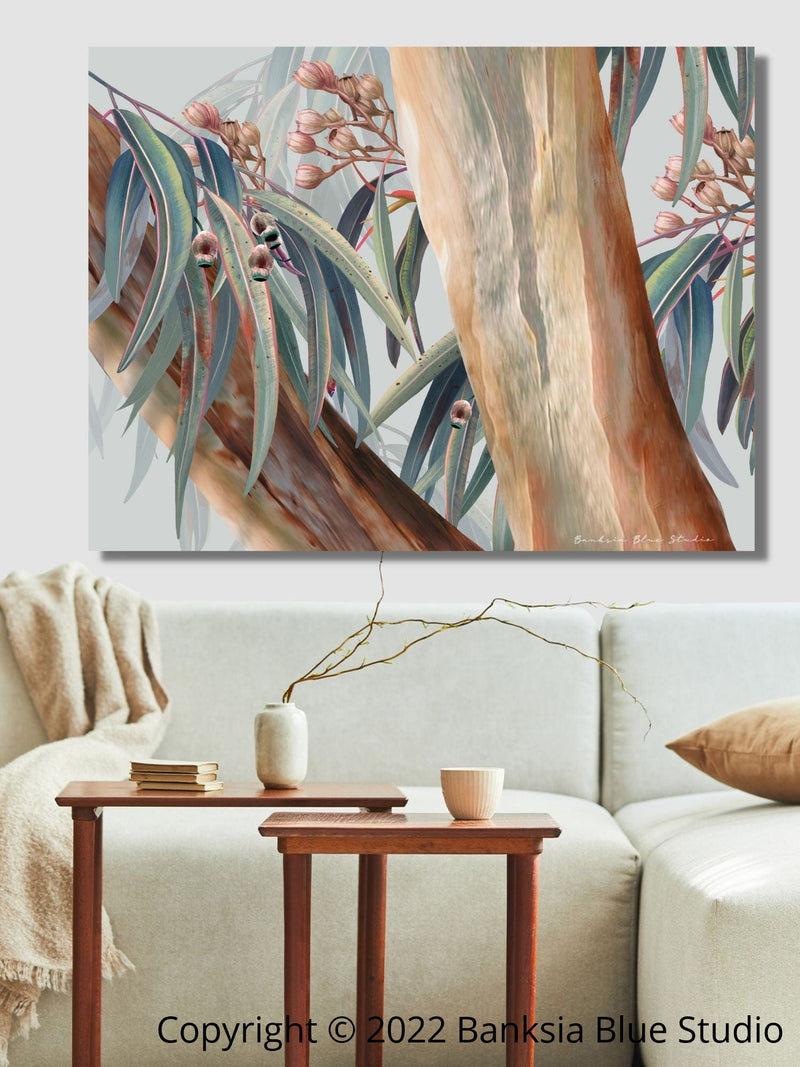 Banksia Blue Studio "Boroondara 3" |Framed Canvas Print  Australian Blue Gum Eucalyptus-Landscape
