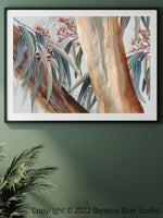 Banksia Blue Studio "Boroondara Print 3"|Blue Gum Eucalyptus Framed Wall Print Black- Landscape