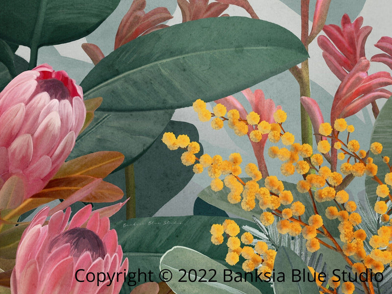Banksia Blue Studio " Bundaleer"|Australian Bush Framed Wall Print Natural- Landscape