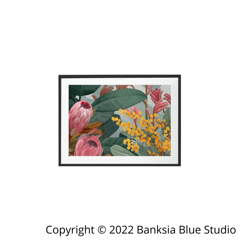 Banksia Blue Studio "Bundaleer"|Australian Bush Scene Framed Wall Print Black-Landscape