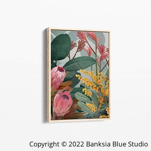 Banksia Blue Studio "Bundaleer" |Australian Bush Scene Timber Framed Canvas Print - Portrait