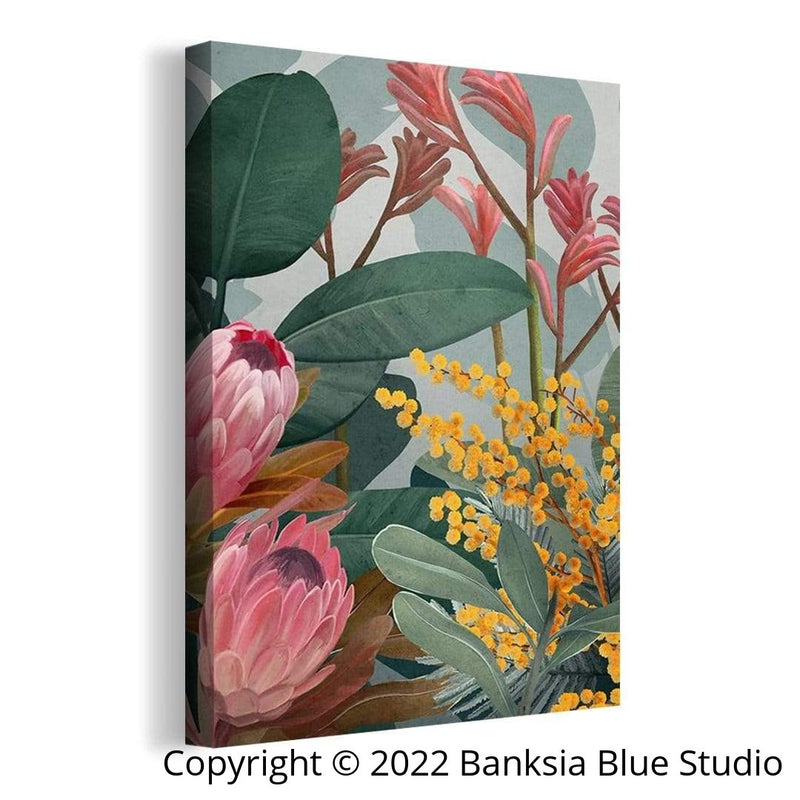 Banksia Blue Studio "Bundaleer" | Framed Canvas Print Australian Bush Scene - Portrait