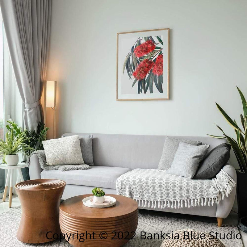 Banksia Blue Studio "Carinya"|Bottlebrush Framed Wall Print Natural -Portrait