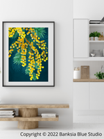 Banksia Blue Studio "Golden Spirit"|Australian Blue Gum Eucalyptus Framed Wall Print Black-Portrait