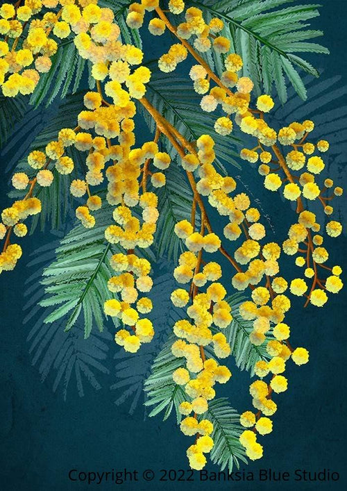 Banksia Blue Studio " Golden Spirit " |Australian Coastal Wattle Canvas Art Print - Portrait
