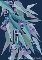 Banksia Blue Studio " Jarrah Dreaming" |Australian Blue Gum Eucalyptus Canvas Art Print Navy - Portrait