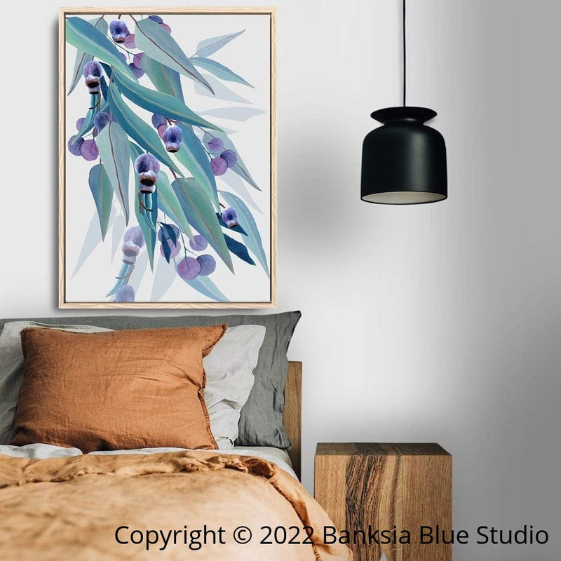 Banksia Blue Studio "Jarrah Dreaming" | Australian Blue Gum Eucalyptus Timber Framed Canvas Print- Portrait