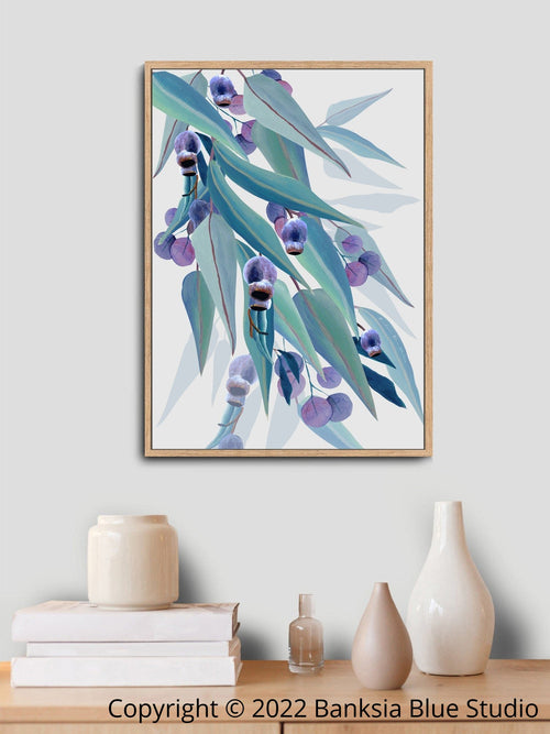 Banksia Blue Studio "Jarrah Dreaming" | Australian Blue Gum Eucalyptus Timber Framed Canvas Print- Portrait