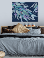 Banksia Blue Studio "Jarrah Dreaming" | Framed Canvas Print Blue Gum Eucalyptus Navy-Landscape