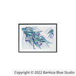 Banksia Blue Studio "Jarrah Dreaming White"|Australian Eucalyptus Leaf Framed Wall Print Black-Landscape