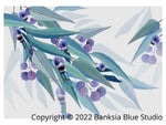 Banksia Blue Studio "Jarrah Dreaming White" |Eucalyptus Leaf Framed Wall Print Natural