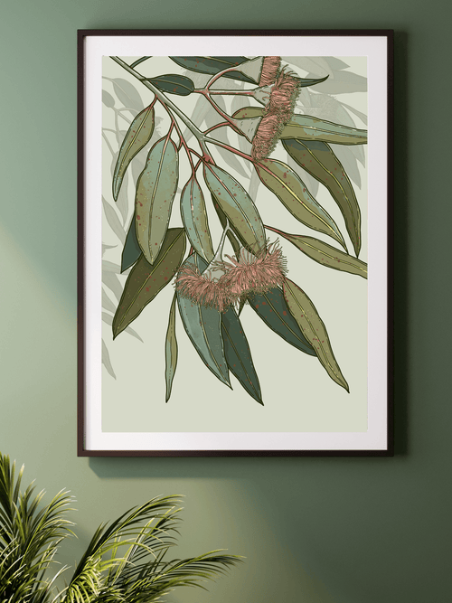 Banksia Blue Studio "Kooyong"| Australian Eucalyptus Framed Wall Print Black-Portrait