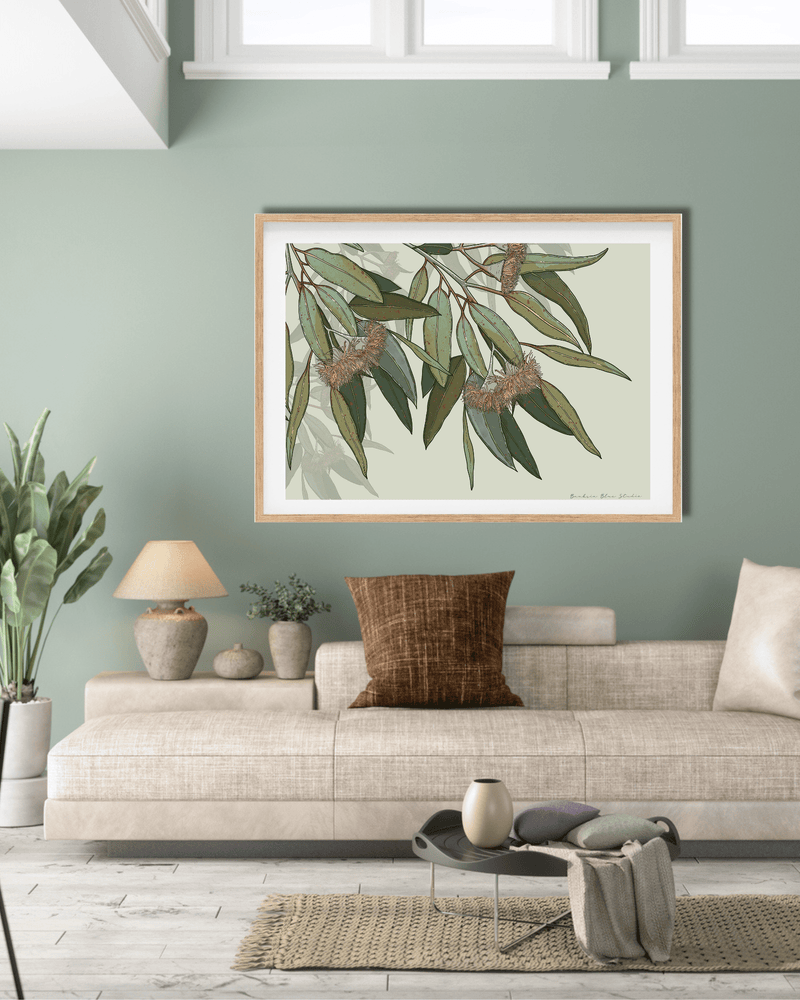 Banksia Blue Studio "Kooyong"| Australian Eucalyptus Framed Wall Print Natural - Landscape