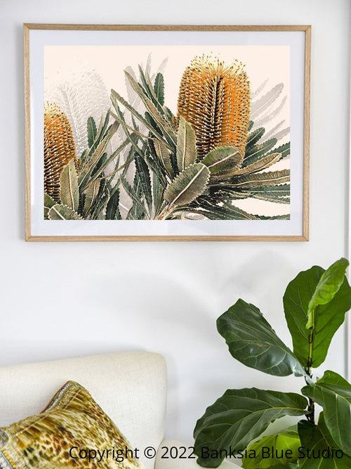 Banksia Blue Studio "Mirambeena 2"|Australian Banksia Framed Wall Print Natural- Landscape
