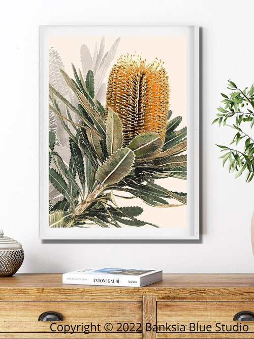 Banksia Blue Studio "Mirambeena"|Australian Banksia Framed Wall Print 2 White-Portrait