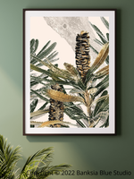 Banksia Blue Studio " Mirambeena"|Australian Banksia Framed Wall Print 3 Black-Portrait