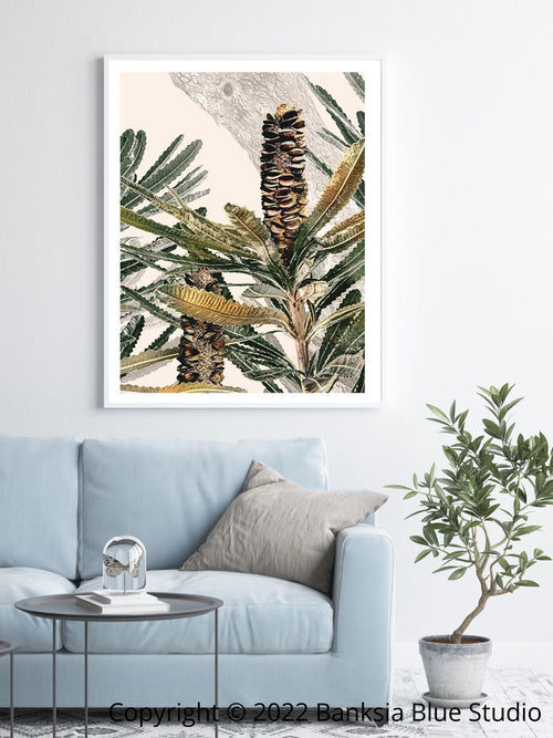 Banksia Blue Studio "Mirambeena"|Australian Banksia Framed Wall Print 3 White-Portrait