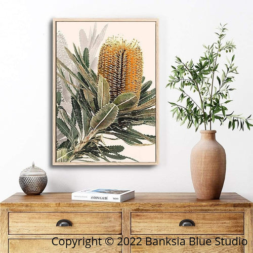 Banksia Blue Studio "Mirambeena"| Australian Banksia Timber Framed Canvas Print 2-Portrait